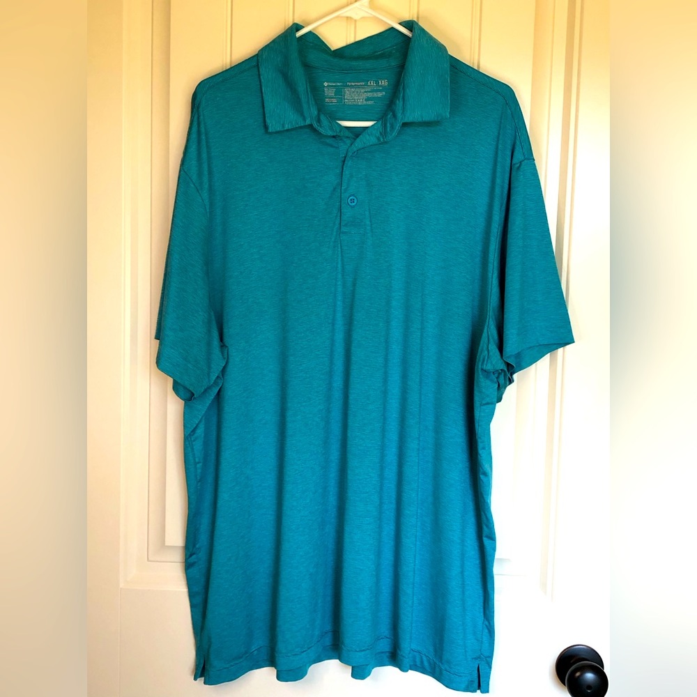 Member’s Mark Performance Polo Shirt, Men’s Size 2XL, Teal & White